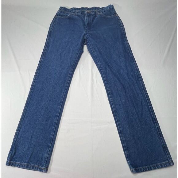 Wrangler 13MWZ Men's Regular Fit Straight Leg Western Blue Jeans - Size 34x30.5 - Picture 1 of 6